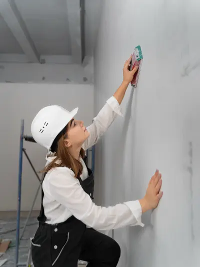 New drywall panels installed in residential room