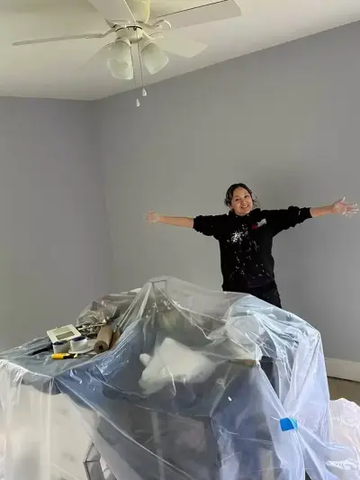 Accent wall painted in deep color — bedroom project